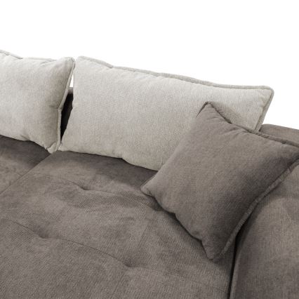 Sofá rinconero en forma de L tapizado y plegable LAGOA derecho taupe/gris