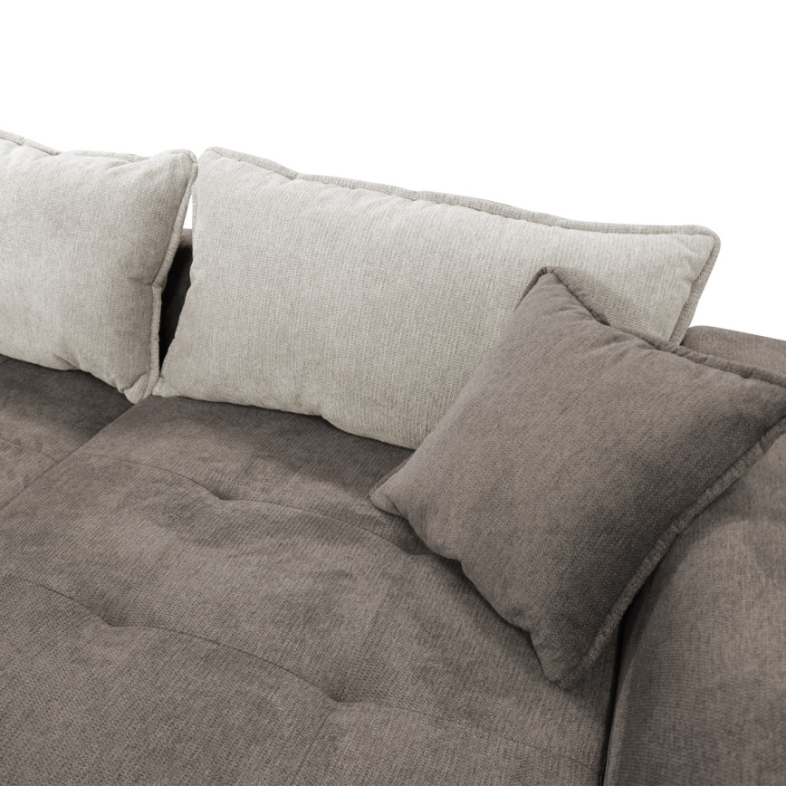Sofá rinconero en forma de L tapizado y plegable LAGOA derecho taupe/gris