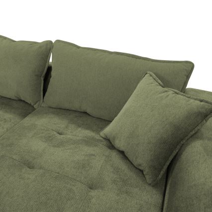 Sofá rinconero en forma de L tapizado y plegable LAGOA derecho verde