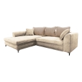 Sofá rinconero en forma de L tapizado y plegable LAGOA izquierda beige/marrón