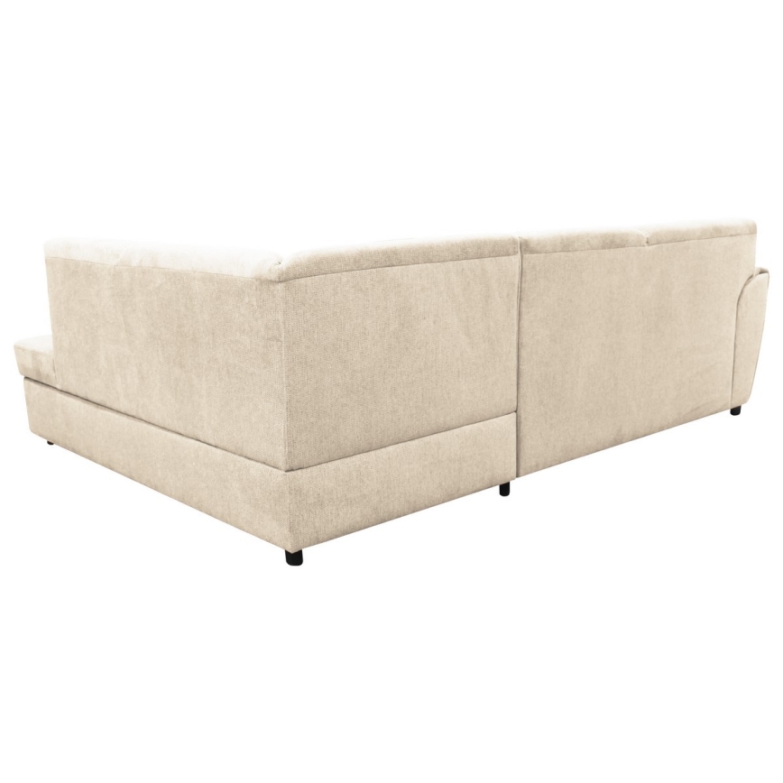 Sofá rinconero en forma de L tapizado y plegable SERPA derecho beige