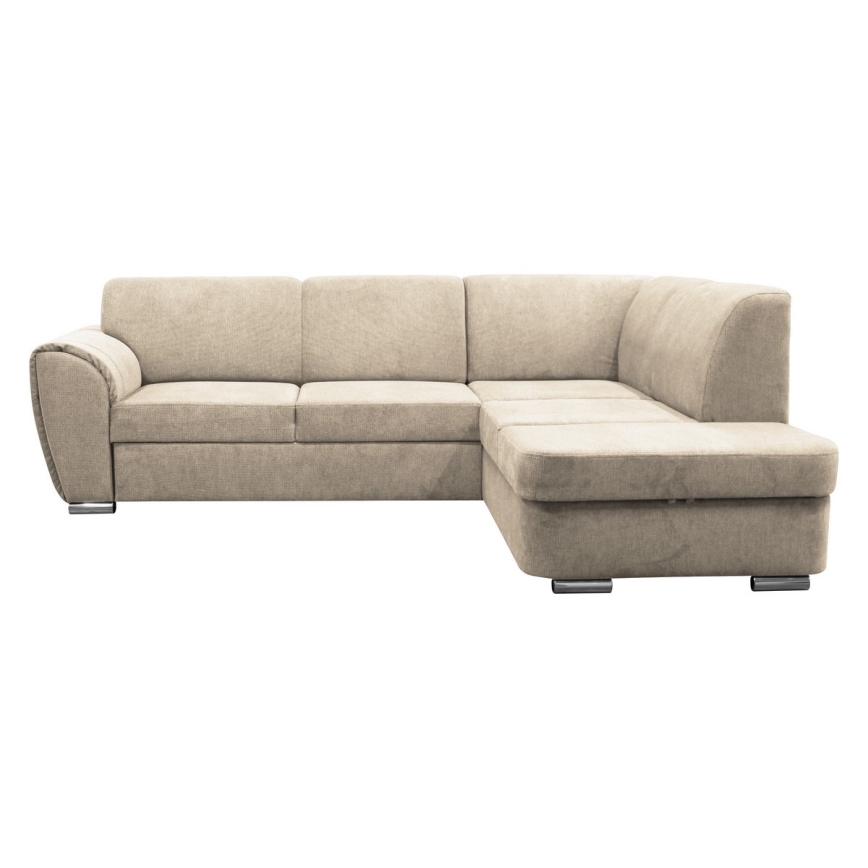 Sofá rinconero en forma de L tapizado y plegable SERPA derecho beige