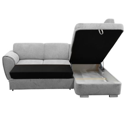 Sofá rinconero en forma de L tapizado y plegable SERPA derecho gris