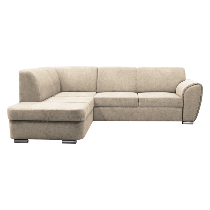 Sofá rinconero en forma de L tapizado y plegable SERPA izquierda beige