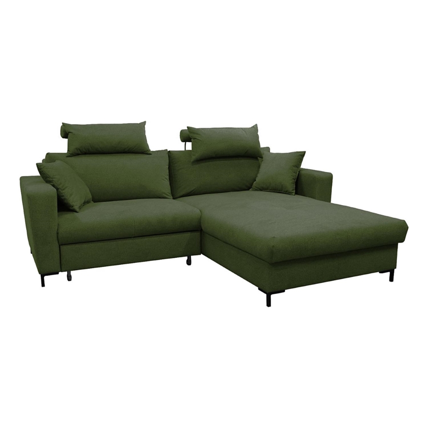 Sofá rinconero en forma de U tapizado y plegable HORTA derecho verde