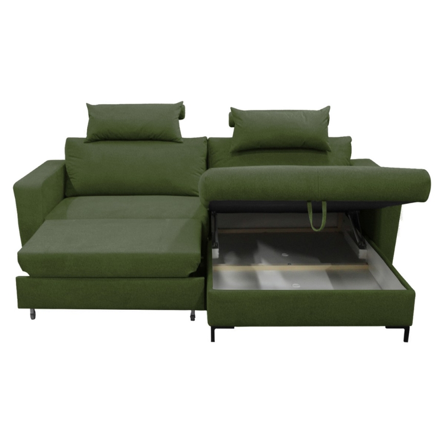 Sofá rinconero en forma de U tapizado y plegable HORTA derecho verde