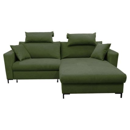 Sofá rinconero en forma de U tapizado y plegable HORTA derecho verde