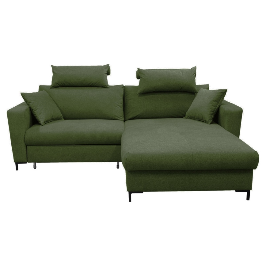 Sofá rinconero en forma de U tapizado y plegable HORTA derecho verde