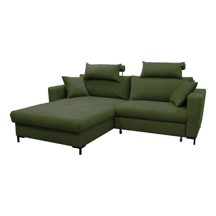 Sofá rinconero en forma de U tapizado y plegable HORTA izquierda verde