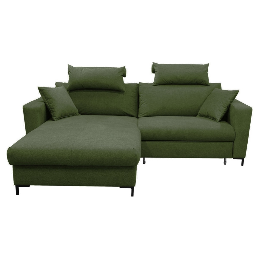 Sofá rinconero en forma de U tapizado y plegable HORTA izquierda verde