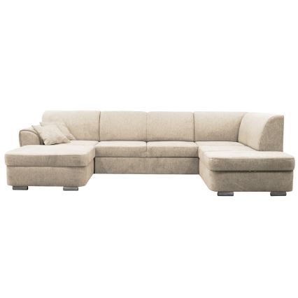 Sofá rinconero en forma de U tapizado y plegable SERPA derecho beige
