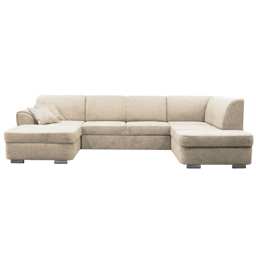 Sofá rinconero en forma de U tapizado y plegable SERPA derecho beige