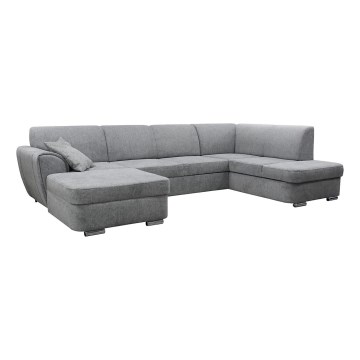 Sofá rinconero en forma de U tapizado y plegable SERPA derecho gris