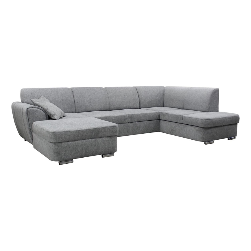 Sofá rinconero en forma de U tapizado y plegable SERPA derecho gris
