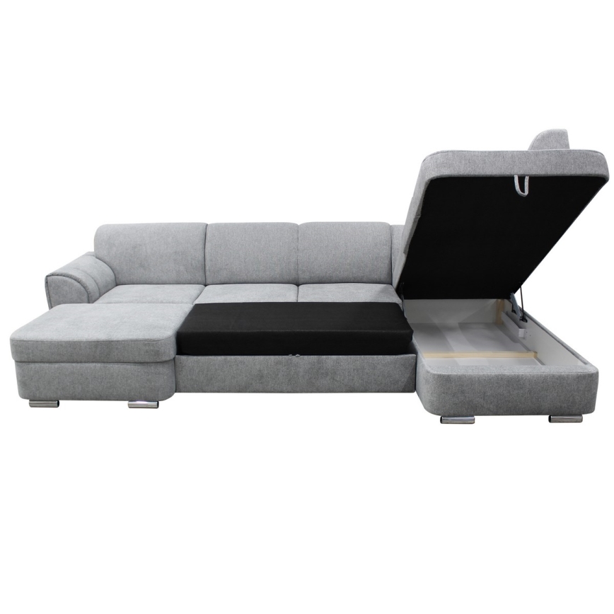 Sofá rinconero en forma de U tapizado y plegable SERPA derecho gris
