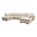 Sofá rinconero en forma de U tapizado y plegable SERPA izquierda beige