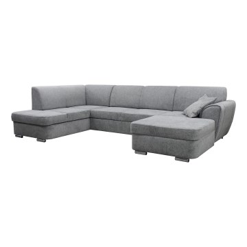 Sofá rinconero en forma de U tapizado y plegable SERPA izquierda gris