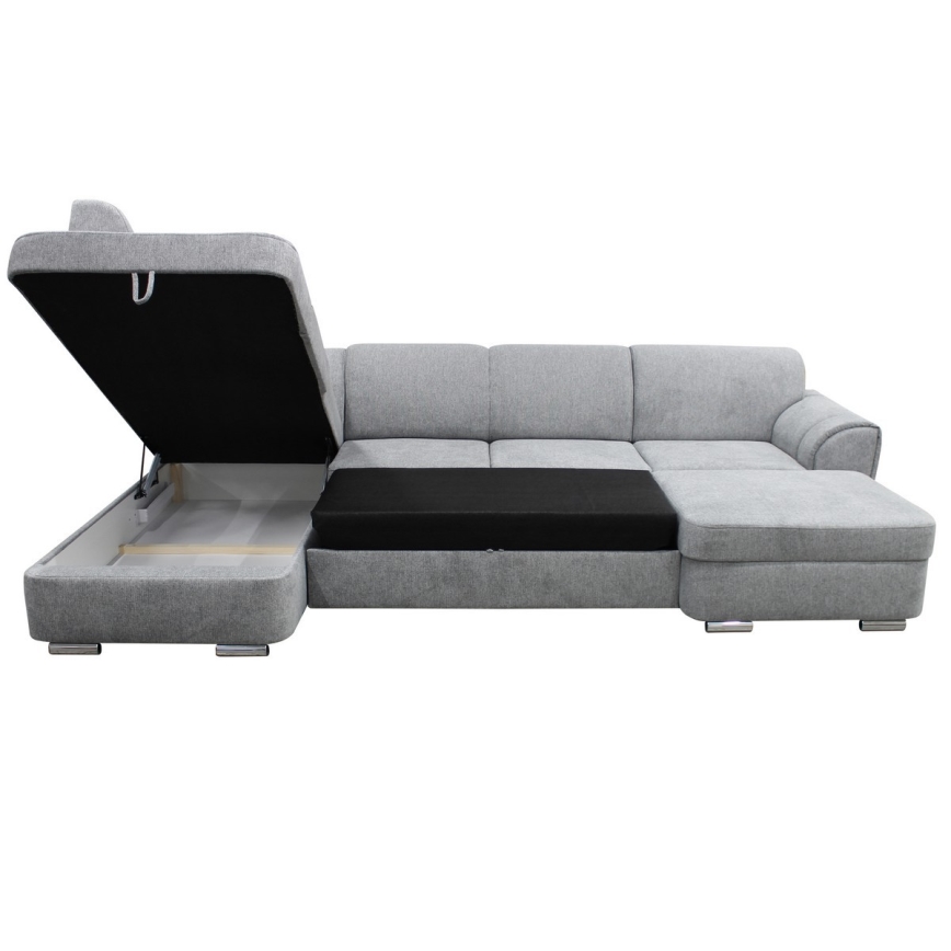 Sofá rinconero en forma de U tapizado y plegable SERPA izquierda gris