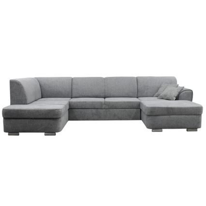 Sofá rinconero en forma de U tapizado y plegable SERPA izquierda gris