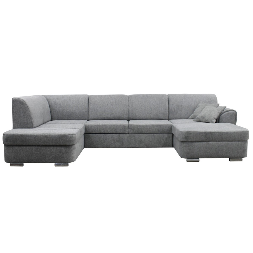 Sofá rinconero en forma de U tapizado y plegable SERPA izquierda gris