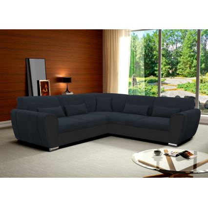 Sofá rinconero en forma de U tapizado y plegable VISEU derecho antracita/negro