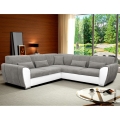 Sofá rinconero en forma de U tapizado y plegable VISEU derecho gris/blanco