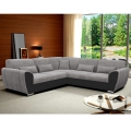Sofá rinconero en forma de U tapizado y plegable VISEU derecho gris/negro