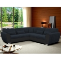 Sofá rinconero en forma de U tapizado y plegable VISEU izquierda antracita/negro