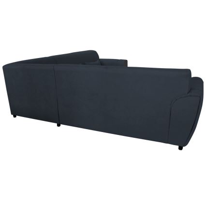 Sofá rinconero en forma de U tapizado y plegable VISEU izquierda antracita/negro