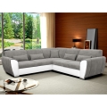 Sofá rinconero en forma de U tapizado y plegable VISEU izquierda gris/blanco