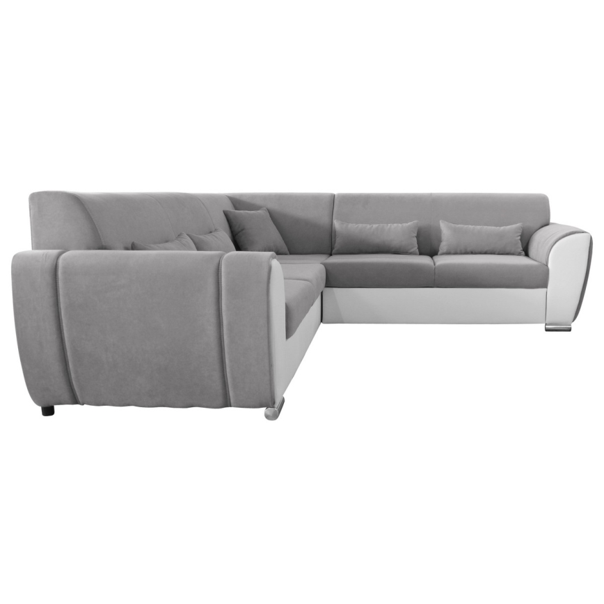 Sofá rinconero en forma de U tapizado y plegable VISEU izquierda gris/blanco