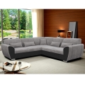 Sofá rinconero en forma de U tapizado y plegable VISEU izquierda gris/negro