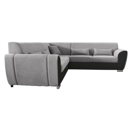 Sofá rinconero en forma de U tapizado y plegable VISEU izquierda gris/negro
