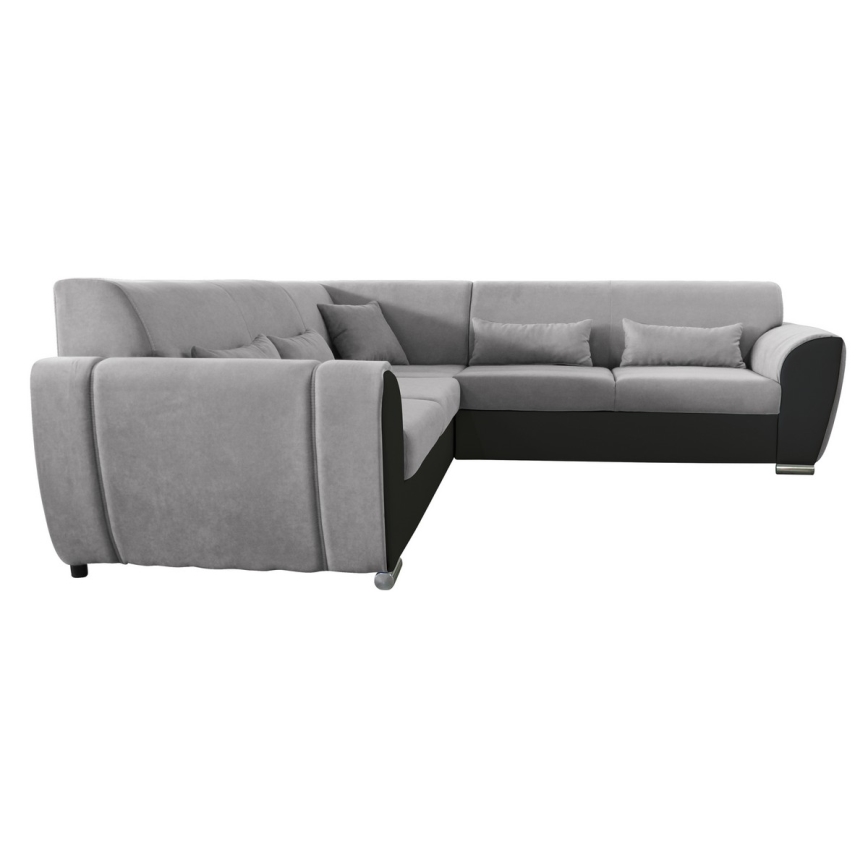 Sofá rinconero en forma de U tapizado y plegable VISEU izquierda gris/negro