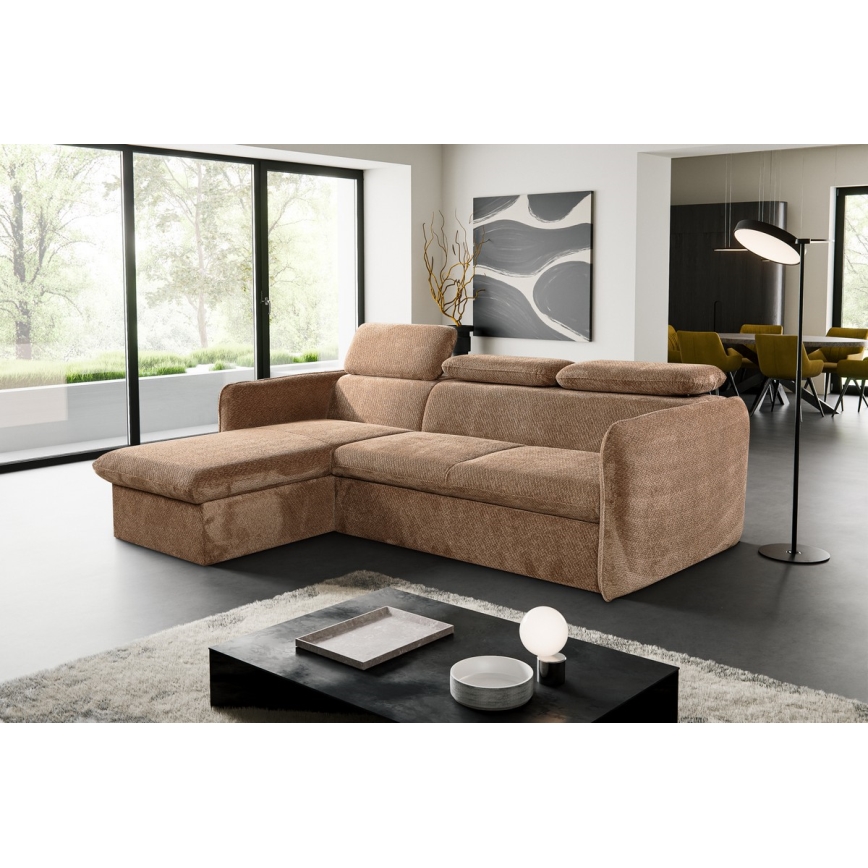 Sofá rinconero plegable con espacio de almacenamiento BEJA beige izquierdo