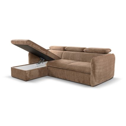 Sofá rinconero plegable con espacio de almacenamiento BEJA beige izquierdo