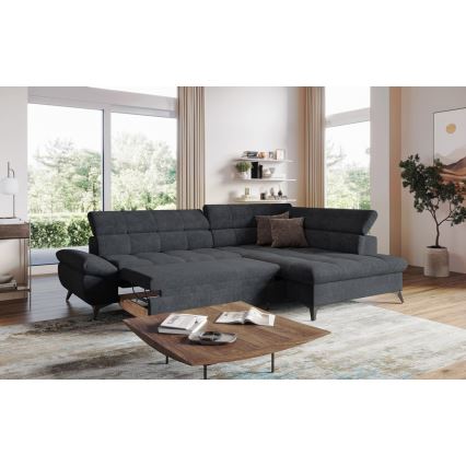 Sofá rinconero plegable MARANO derecho negro