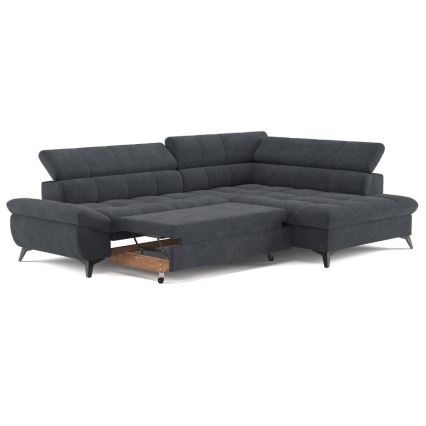 Sofá rinconero plegable MARANO derecho negro