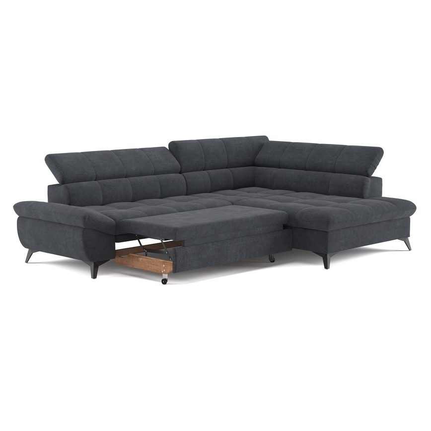 Sofá rinconero plegable MARANO derecho negro