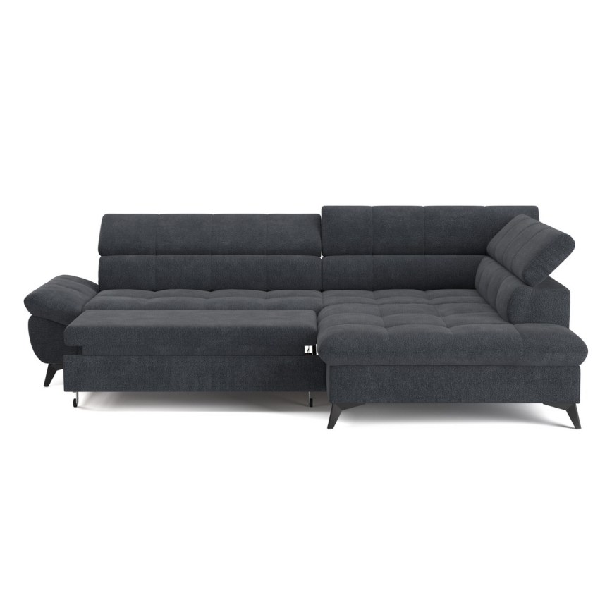 Sofá rinconero plegable MARANO derecho negro