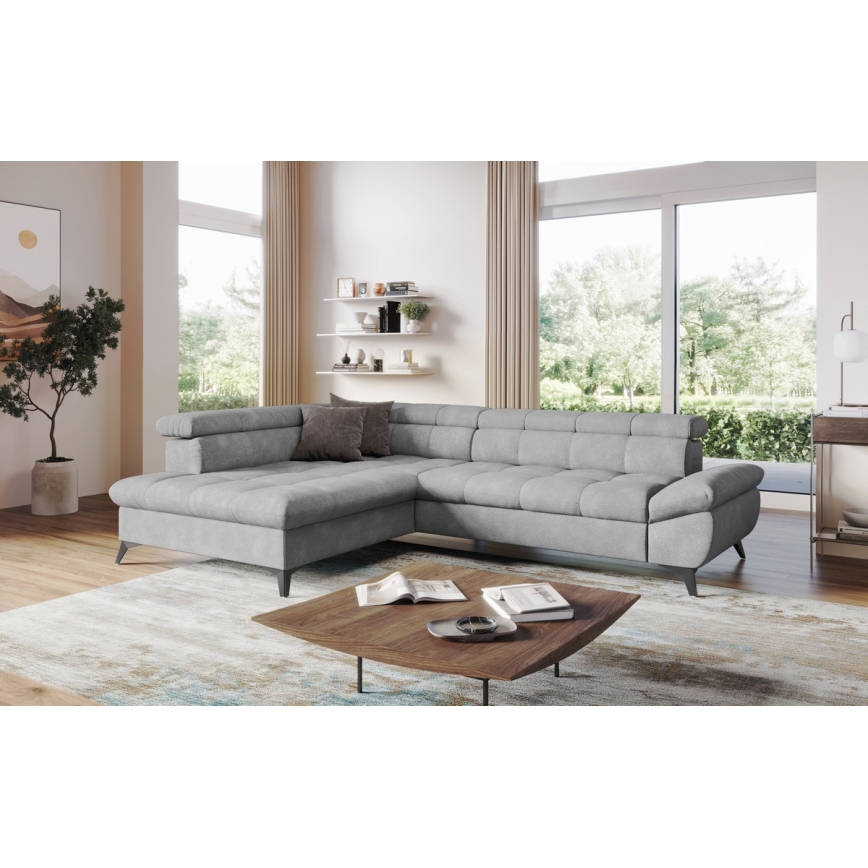 Sofá rinconero plegable MARANO izquierda gris