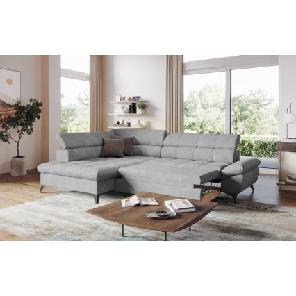 Sofá rinconero plegable MARANO izquierda gris