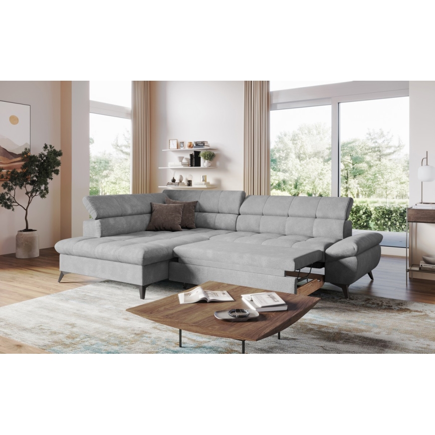 Sofá rinconero plegable MARANO izquierda gris