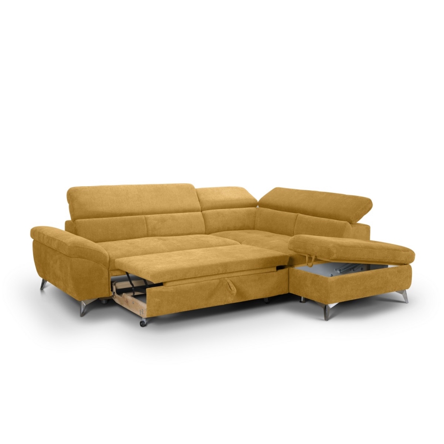 Sofá rinconero plegable SALERNO derecho amarillo