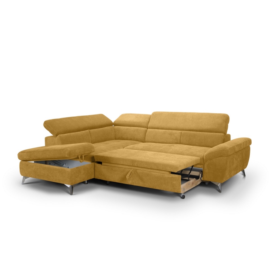 Sofá rinconero plegable SALERNO izquierda amarillo