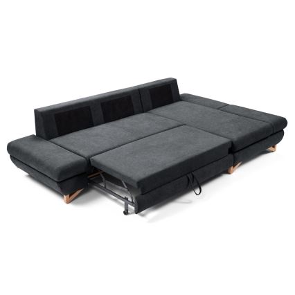 Sofá esquinero tapizado convertible en cama con espacio de almacenamiento en forma de L AVESTA, versión derecha, antracita