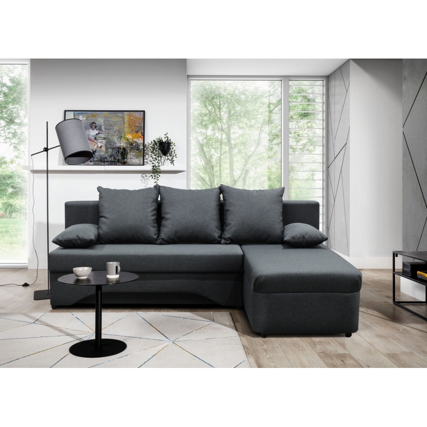 Sofá rinconero universal en forma de U tapizado y plegable ALMEIDA antracita