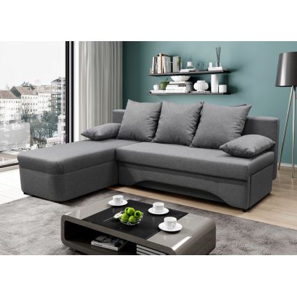 Sofá rinconero universal en forma de U tapizado y plegable ALMEIDA gris