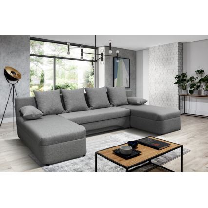 Sofá rinconero universal en forma de U tapizado y plegable ALMEIDA gris