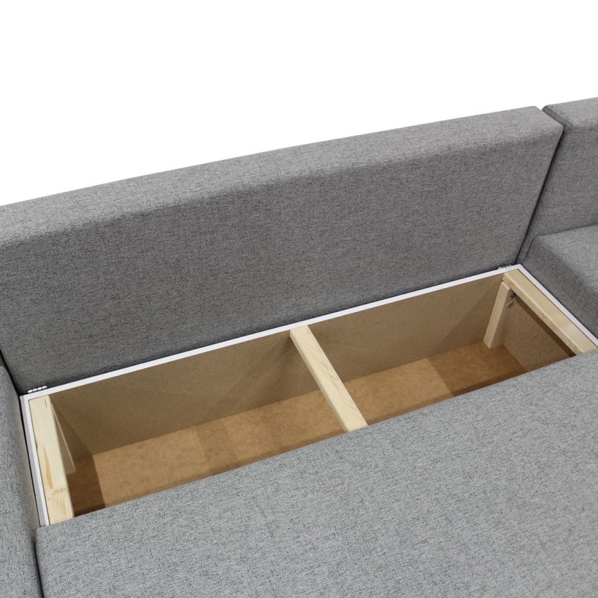 Sofá rinconero universal en forma de U tapizado y plegable ALMEIDA gris